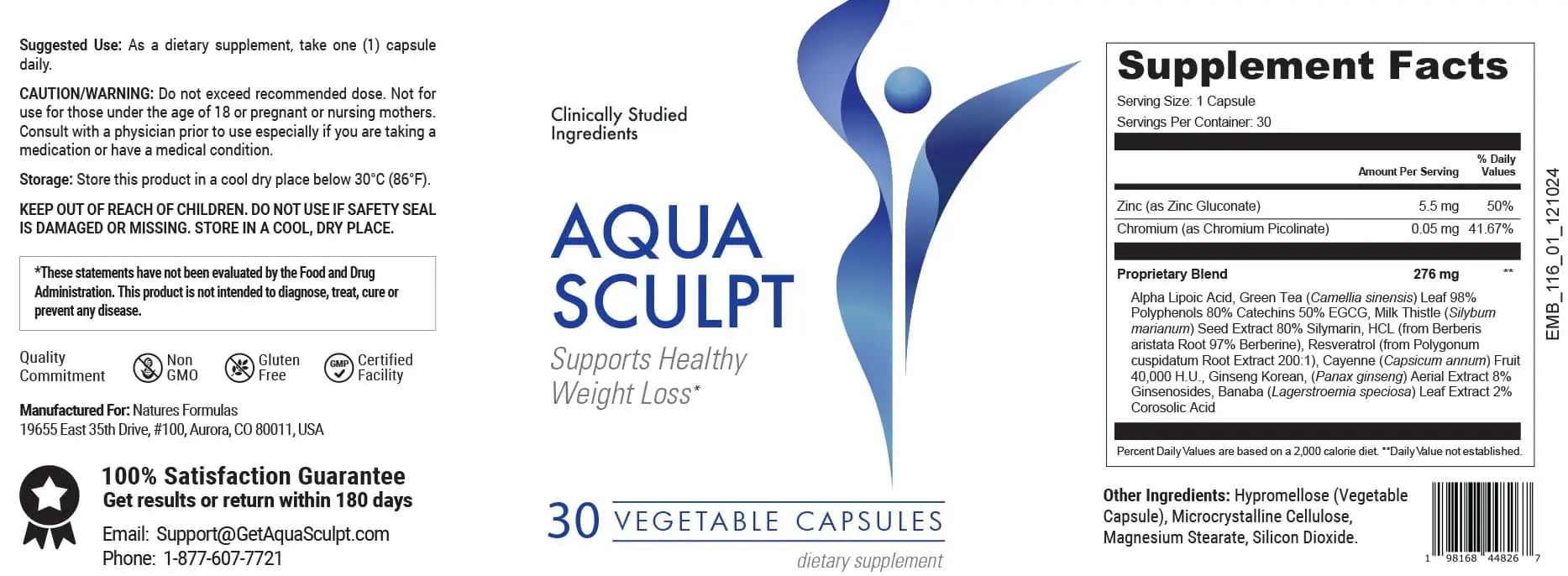AquaSculpt Supplement Facts